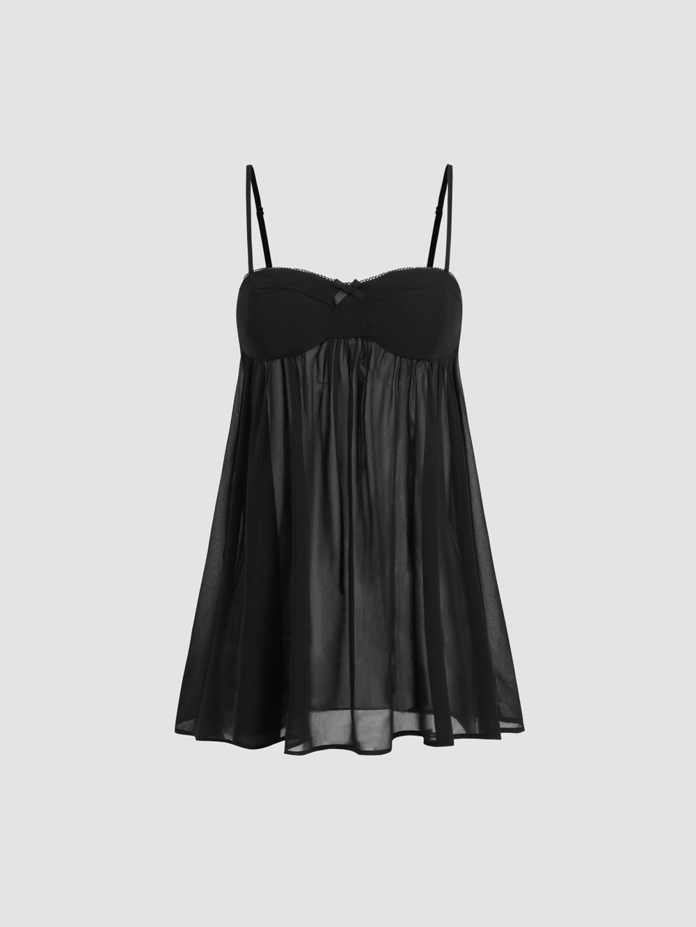 Cider Black Sheer Babydoll Cami Top Bow Y2K Coquette Whimsigoth XL